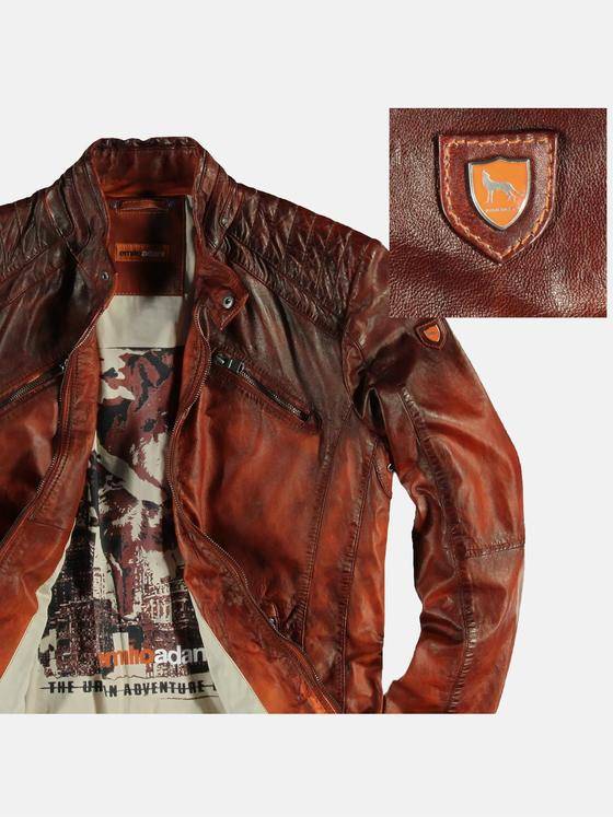 emilio adani Herren maskuline Lederjacke Orange 23570