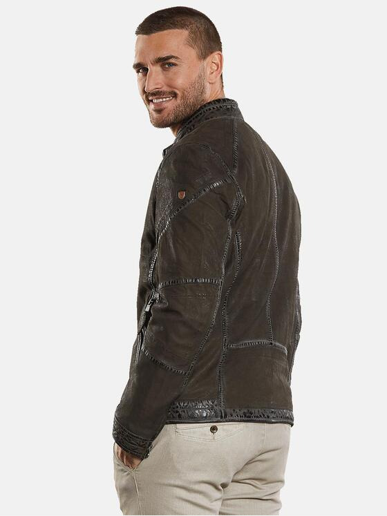emilio adani Herren Lederjacke aus Nubuk-Leder Grün 34223