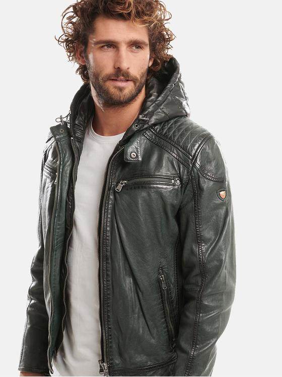 emilio adani Herren Lederjacke Grün 30896