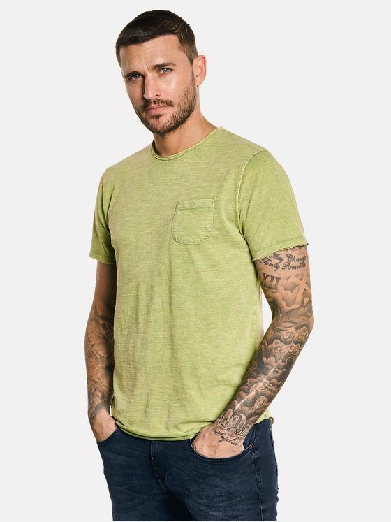emilio adani Herren T-Shirt mit Streifenmuster Grün 32761