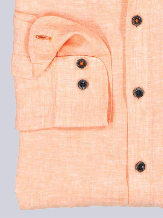 emilio adani Herren Langarm-Hemd aus Leinen Orange 38565