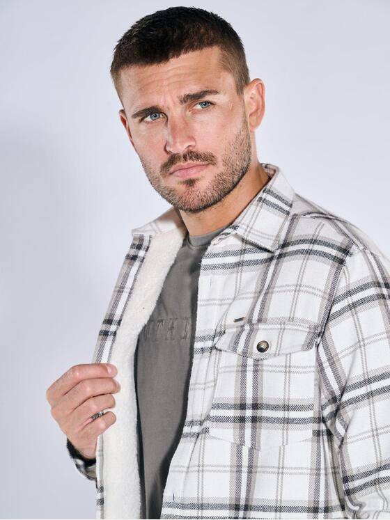 emilio adani Herren Overshirt kariert Weiß 39119