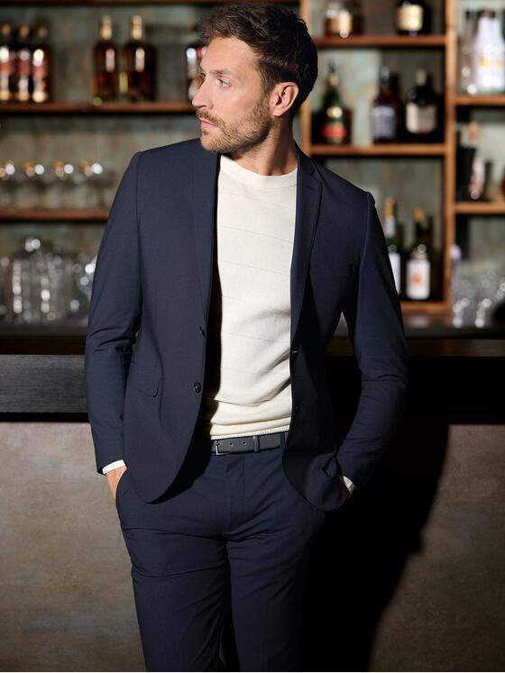 emilio adani Herren Anzug-Sakko slim fit Blau 37372