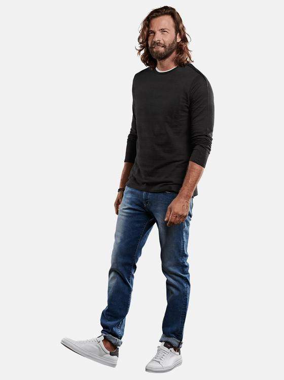 emilio adani Herren Cooles Longsleeve aus softem Jaquard-Material Schwarz 28866