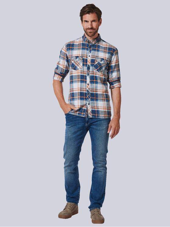 engbers Herren Langarm-Hemd kariert Orange 35328