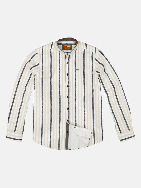 emilio adani Herren Langarm-Hemd gemustert Beige 34955