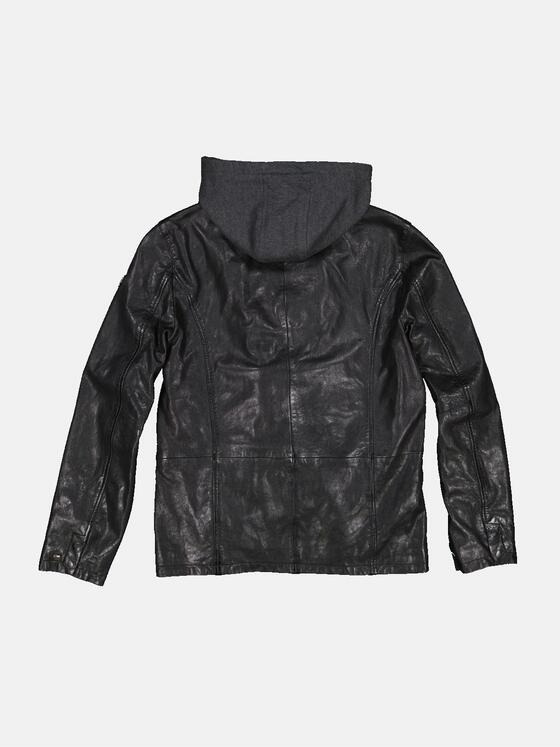 emilio adani Herren Lederjacke mit Sweat-Inlet Schwarz 33529