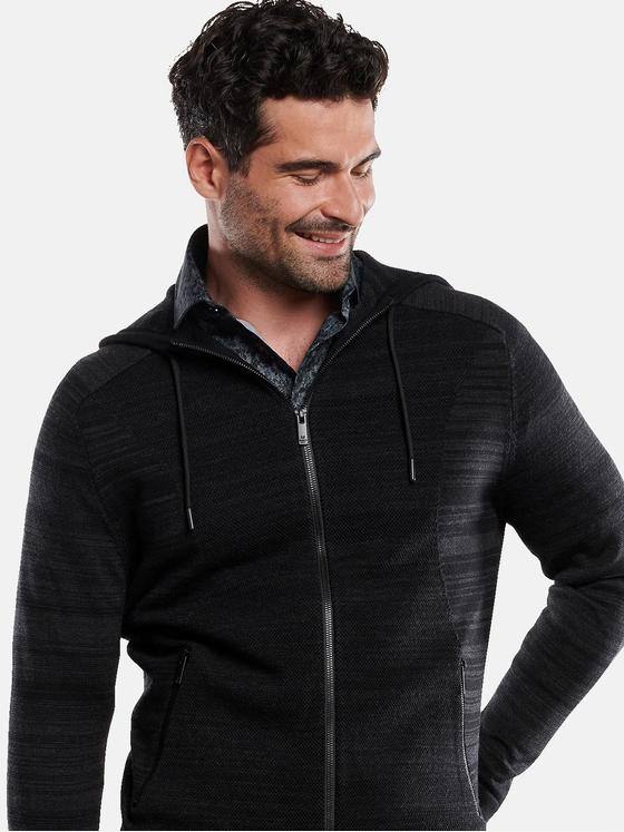 ENGBERS GERMANY Herren Cardigan aus Merinowolle Schwarz 32158