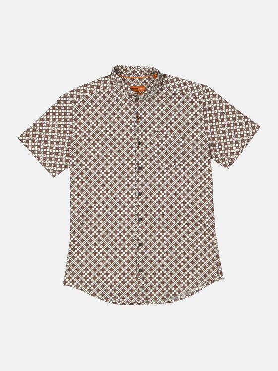 emilio adani Herren Kurzarm-Hemd gemustert Orange 34640