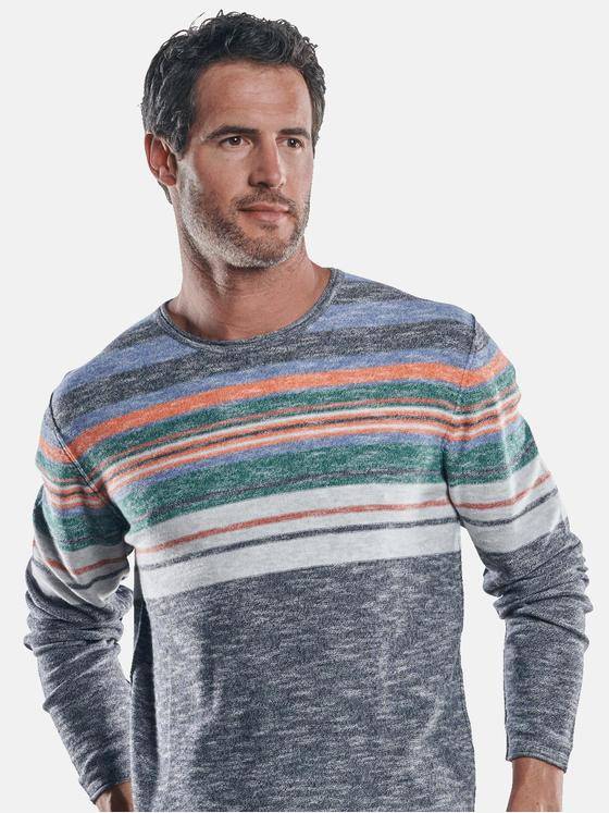 engbers Herren Gestreifter Rundhalspullover Saphirblau 30434