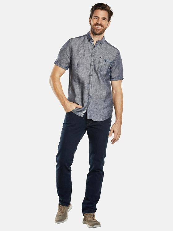 engbers Herren Kurzarm-Hemd aus Leinen Marineblau 34664