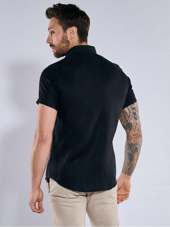 emilio adani Herren Kurzarm-Hemd uni Schwarz 36679