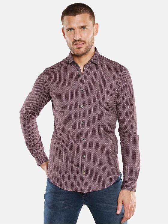 emilio adani Herren Langarm-Hemd mit All-Over-Print Rot 33341
