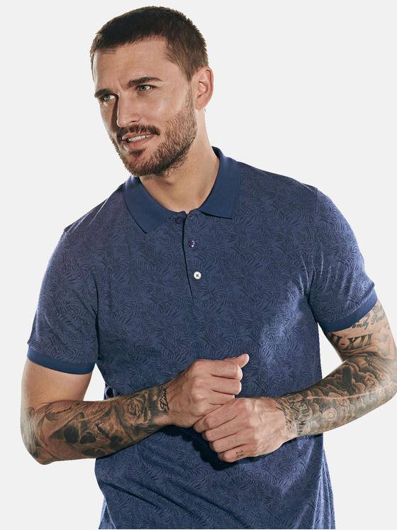 emilio adani Herren Sommerliches Poloshirt mit Print Blau 31342