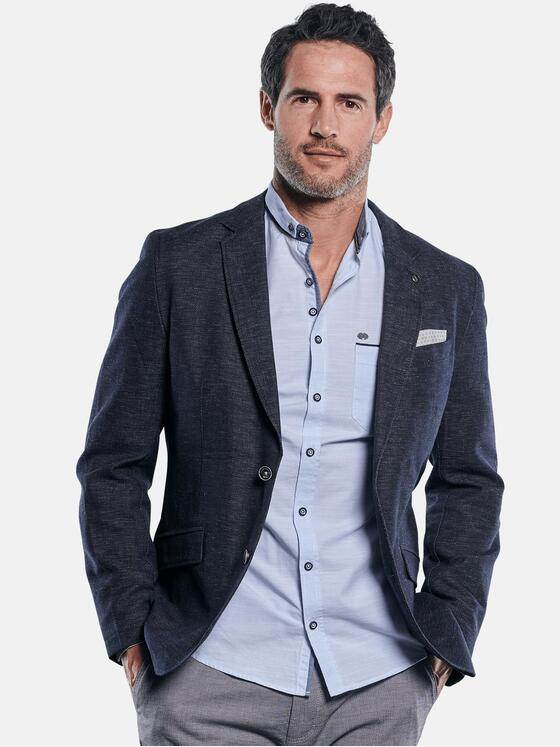 engbers Herren Sportives Sakko aus Baumwoll-Leinenmix Blau 29604