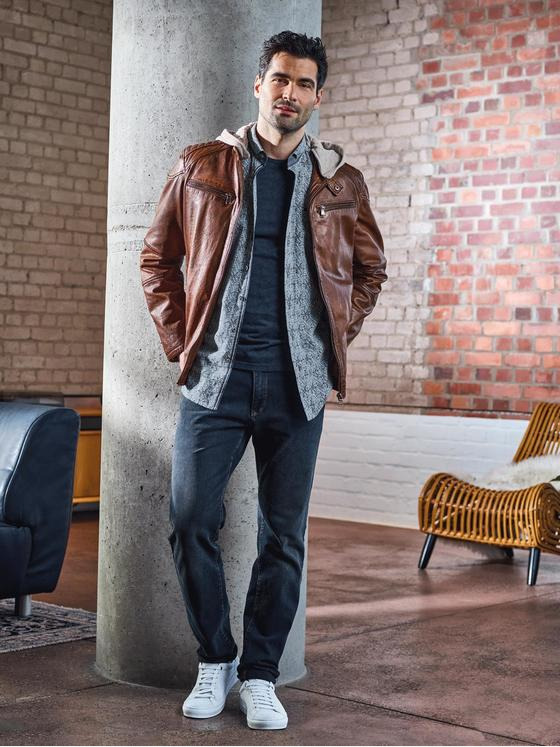 engbers Herren Lederjacke im used-Look Braun 31021