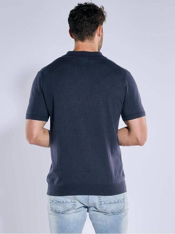 emilio adani Herren Strick Polo-Shirt uni Blau 39336