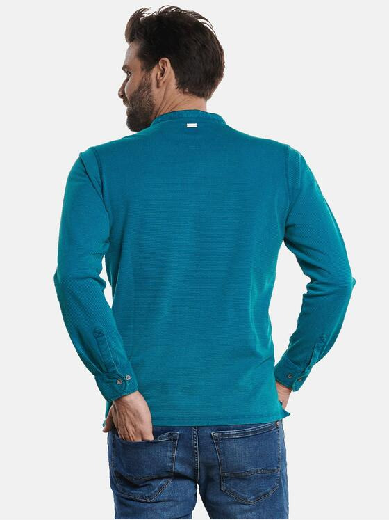 engbers Herren Henley-Shirt mit feiner Struktur Türkis 32784