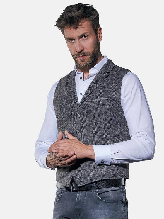 emilio adani Herren Sakko-Weste kariert Grau 31708