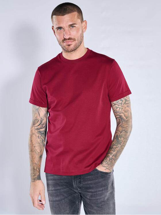 emilio adani Herren Rundhals T-Shirt Bordeaux 39939