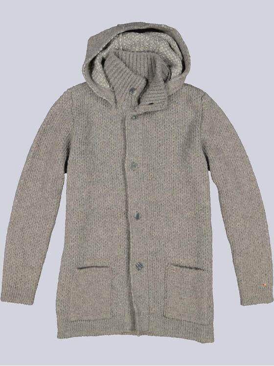 emilio adani Herren Strickjacke mit abnehmbarer Kapuze Beige 33825