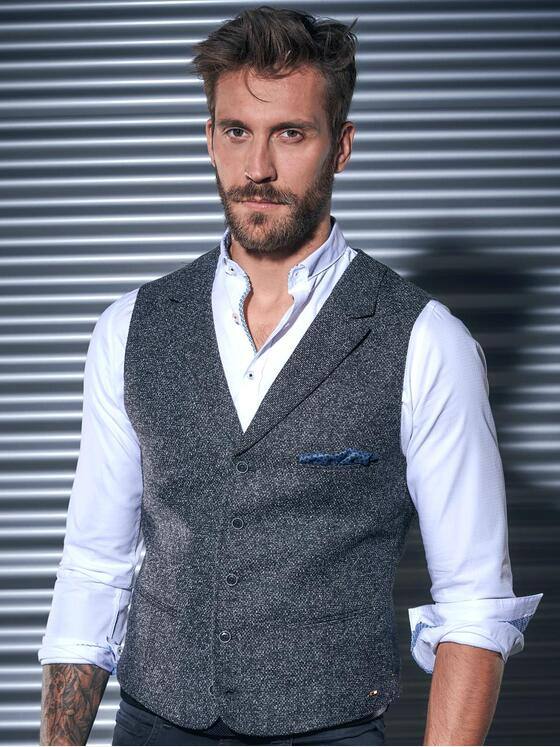 emilio adani Herren Gefütterte Sakkoweste Anthrazit 30786