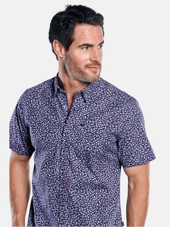 engbers Herren Modische Comfort-Stretch-Hemd mit Libellen-Print Saphirblau 29635