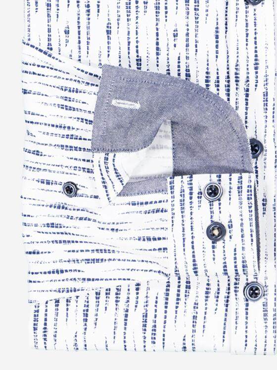 engbers Herren Langarm-Hemd gestreift Marineblau 38294