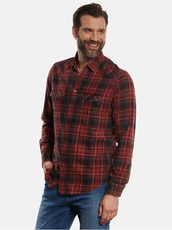 engbers Herren Langarm-Hemd kariert Rot 32344
