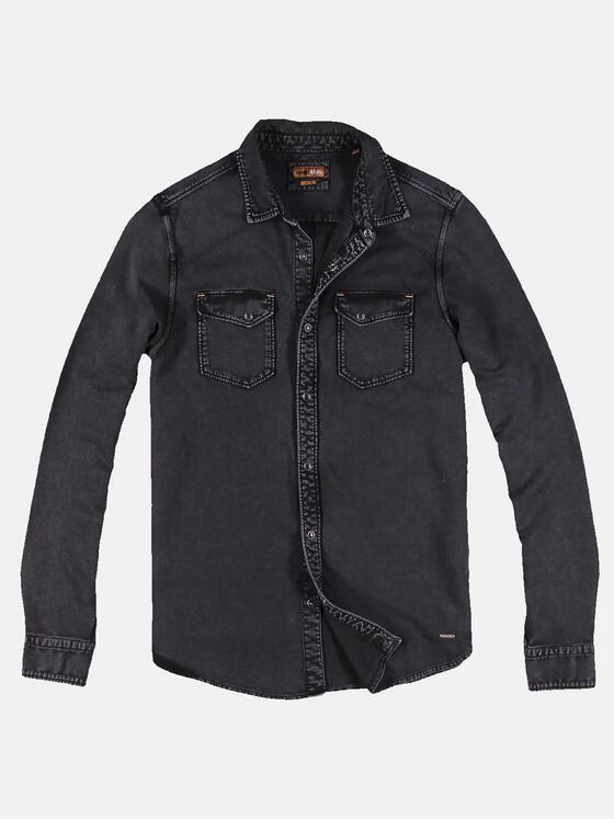 emilio adani Herren Innovatives Langarm-Poloshirt Schwarz 30203