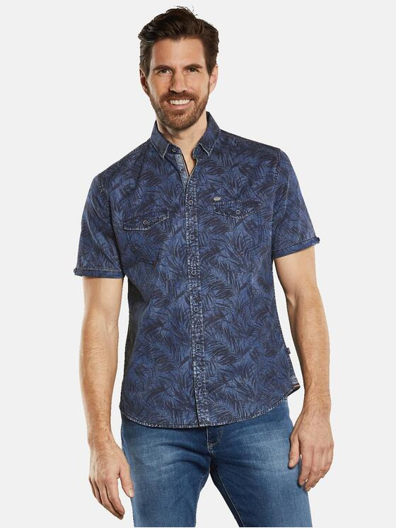 engbers Herren Kurzarm-Hemd gemustert Blau 34354