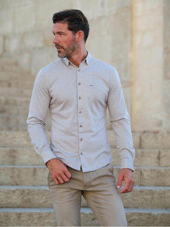 emilio adani Herren Langarm-Hemd in Jerseyqualität Silbergrau 39634