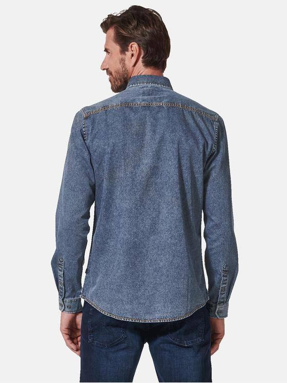 engbers Herren Langarm-Hemd in Denim-Optik Blau 35326