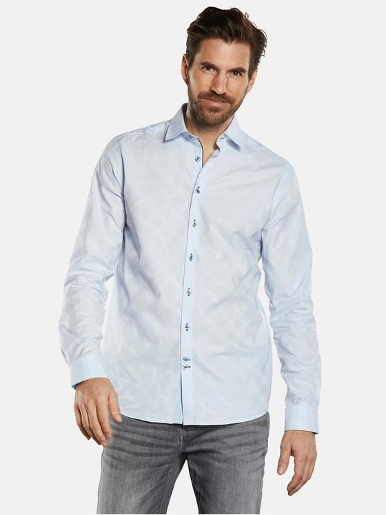 ENGBERS GERMANY Herren Langarm-Hemd strukturiert Hellblau 34685