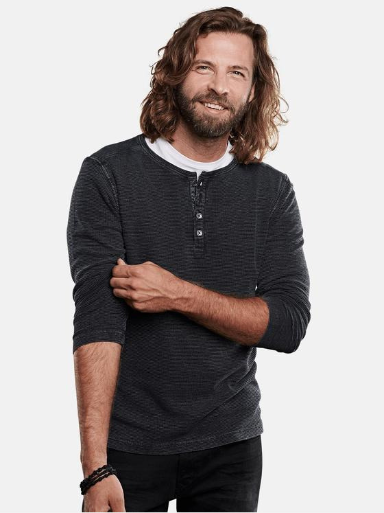 emilio adani Herren softes Henley Shirt Grau 28867