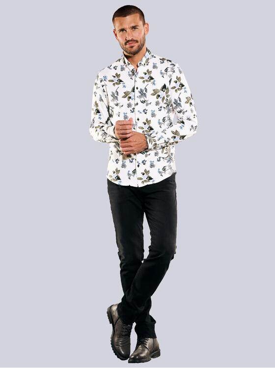 emilio adani Herren Langarm-Hemd gemustert Beige 35359