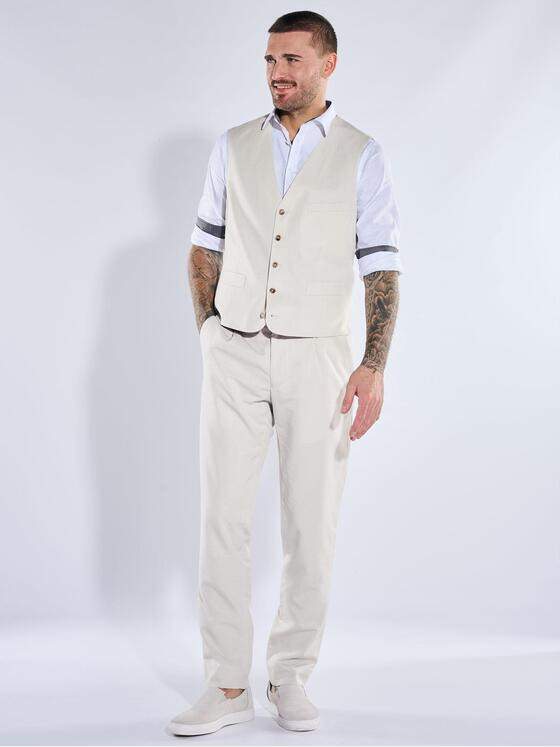 emilio adani Herren Anzugweste aus Leinenmischqualität Naturweiss 40373