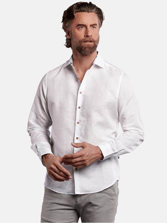ENGBERS GERMANY Herren Langarmhemd aus hochwertigem Leinenmaterial Reinweiss 29783