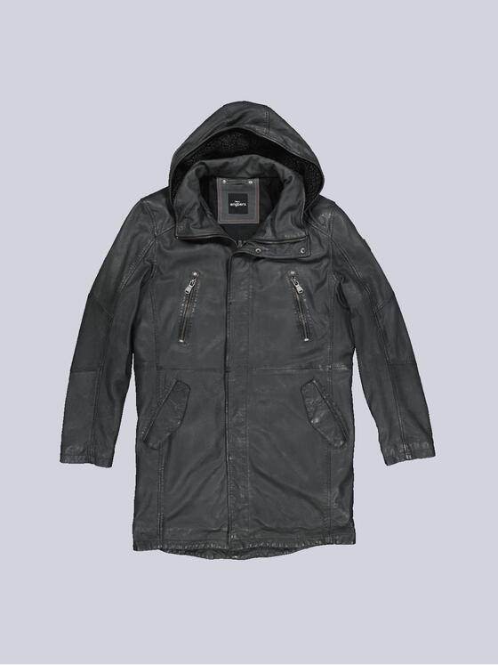 engbers Herren Lederjacke mit abnehmbarer Kapuze Grau 35442