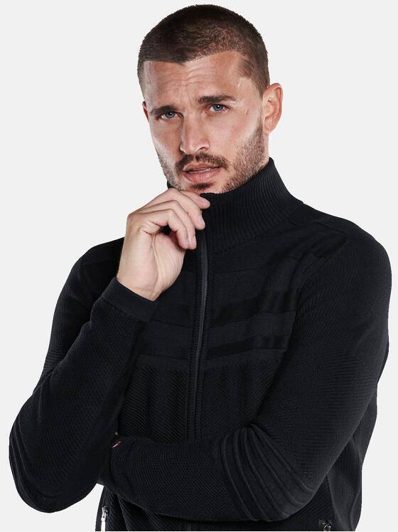 emilio adani Herren Cardigan strukturiert Schwarz 33810