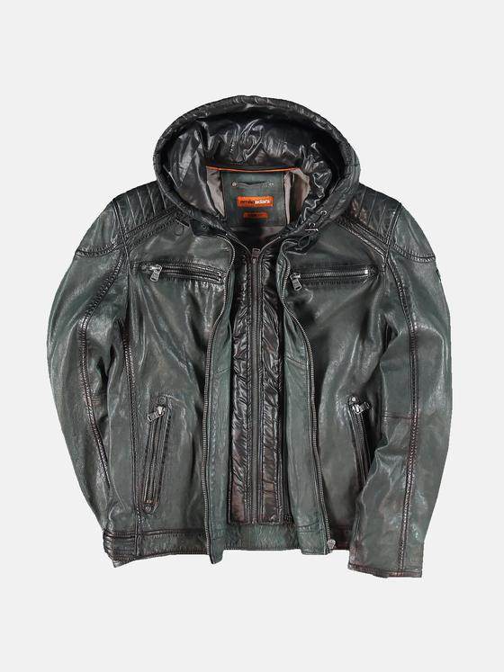 emilio adani Herren Lederjacke Grün 30896
