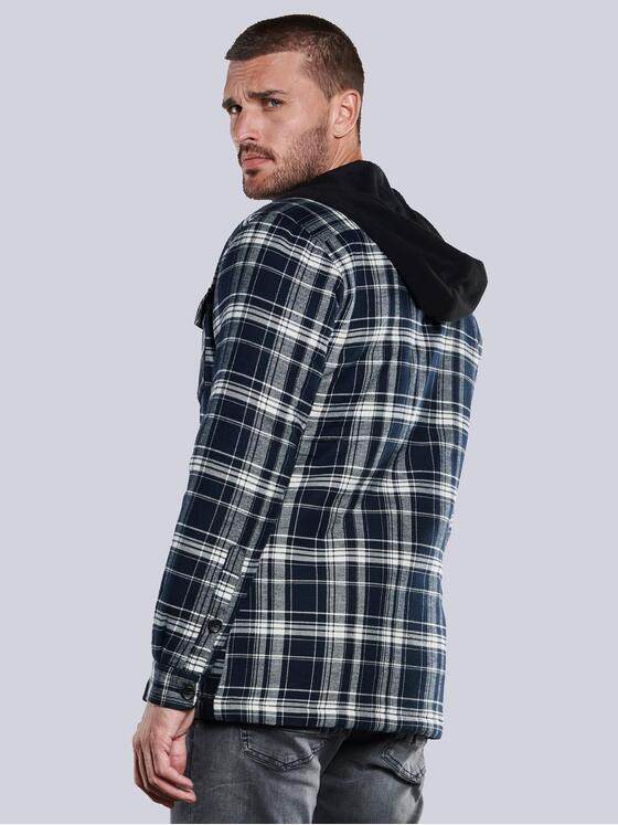 emilio adani Herren Langarm-Hemd im Overshirt-Look Schwarz 33358