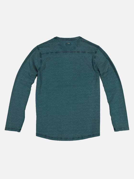 emilio adani Herren Langarm-Shirt strukturiert Türkis 32447