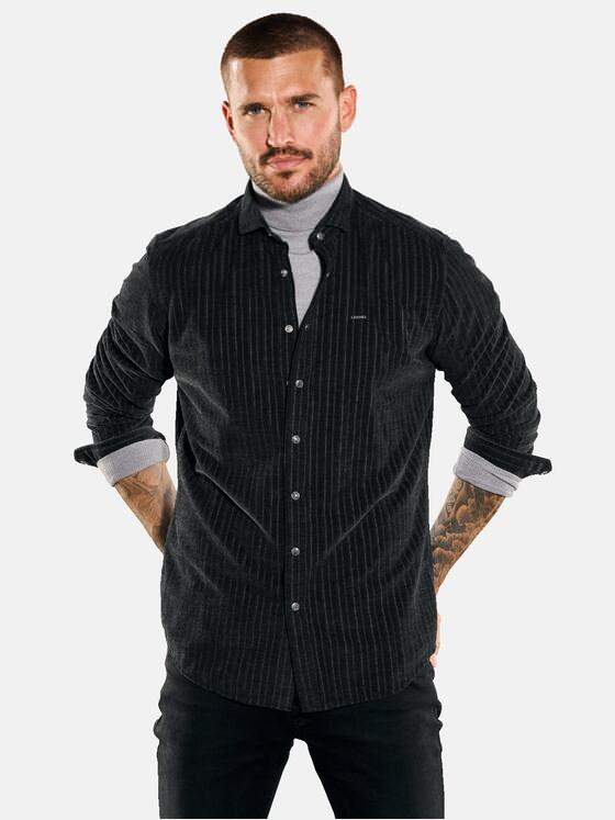 emilio adani Herren Langarm-Hemd gestreift Grau 35573