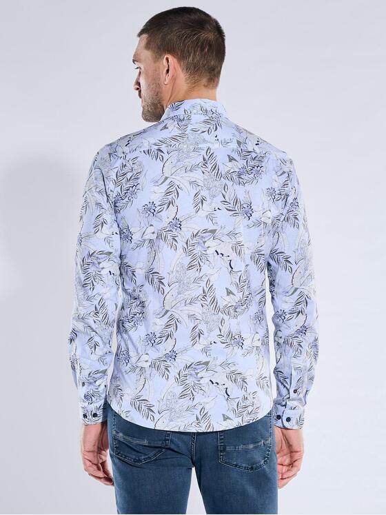 emilio adani Herren Hemd mit All-Over-Druck Hellblau 40565