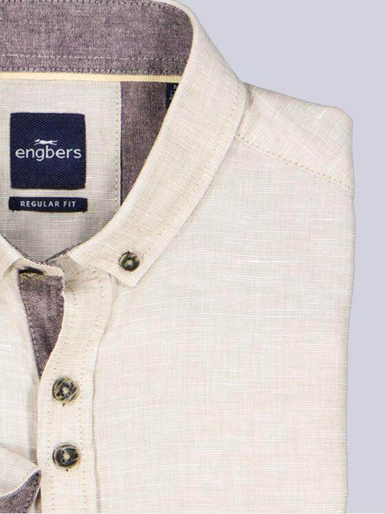 engbers Herren Kurzarm-Hemd mit Leinenanteil Beige 38380
