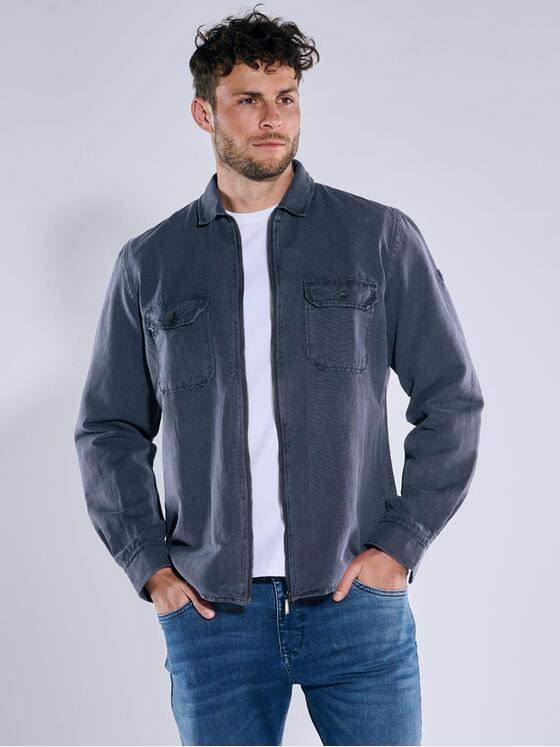 engbers Herren Langarm-Hemd mit Leinenanteil Marineblau 38914