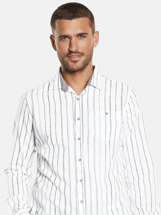 emilio adani Herren Langarm-Hemd gestreift Grau 34444