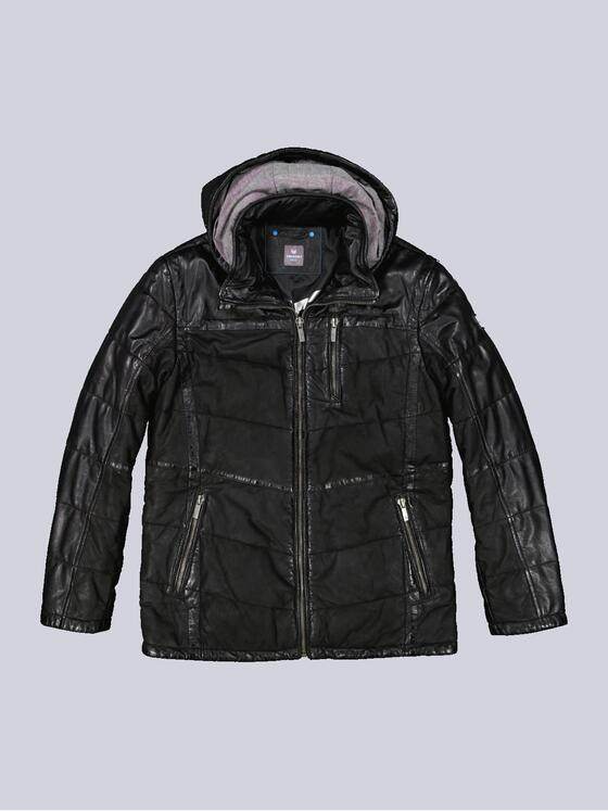 ENGBERS GERMANY Herren Lederjacke aus Materialmix Schwarz 35439