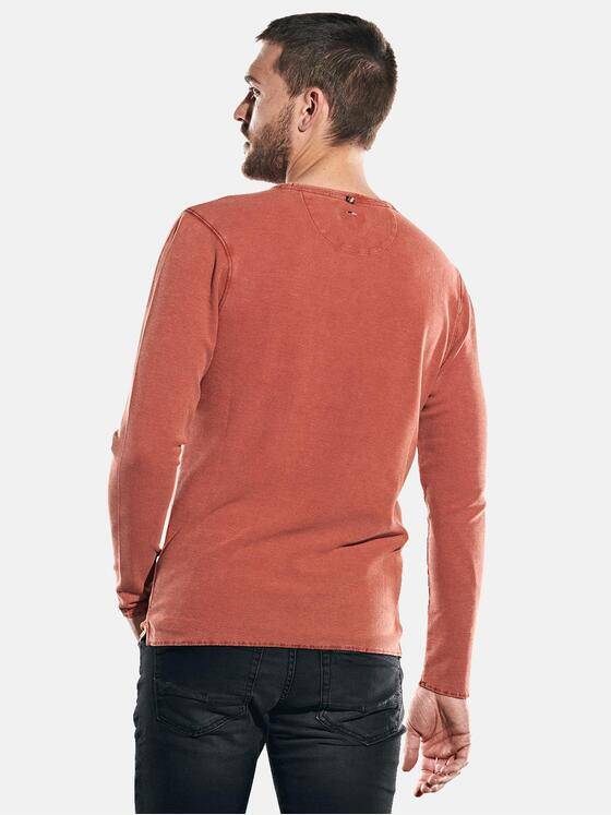 emilio adani Herren Rundhals-Shirt mit feiner Struktur Orange 31927